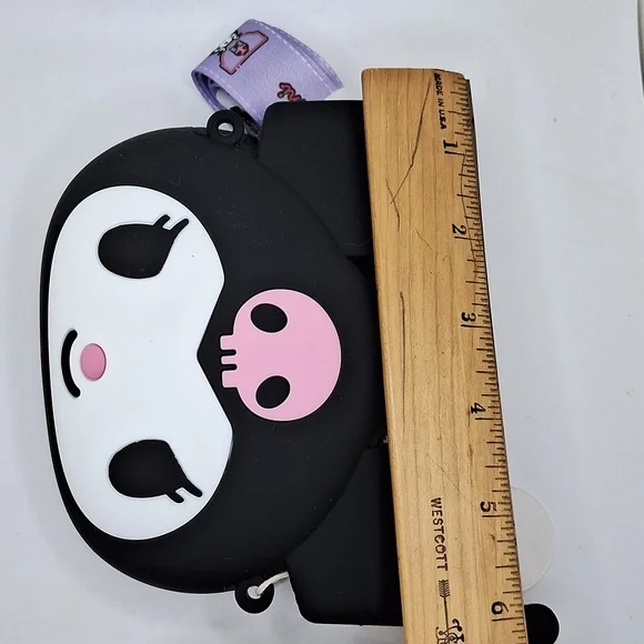 Black kuromi silicone purse shoulder bag pink skull - Picture 8 of 8